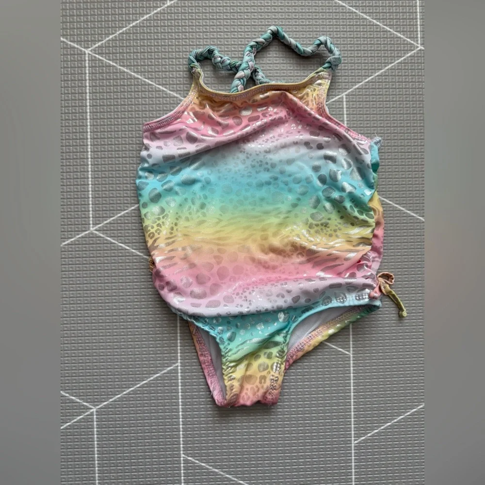 Penelope mack|Baby girl/toddler Pastel Rainbow leopard One-Piece Swimsuit•••